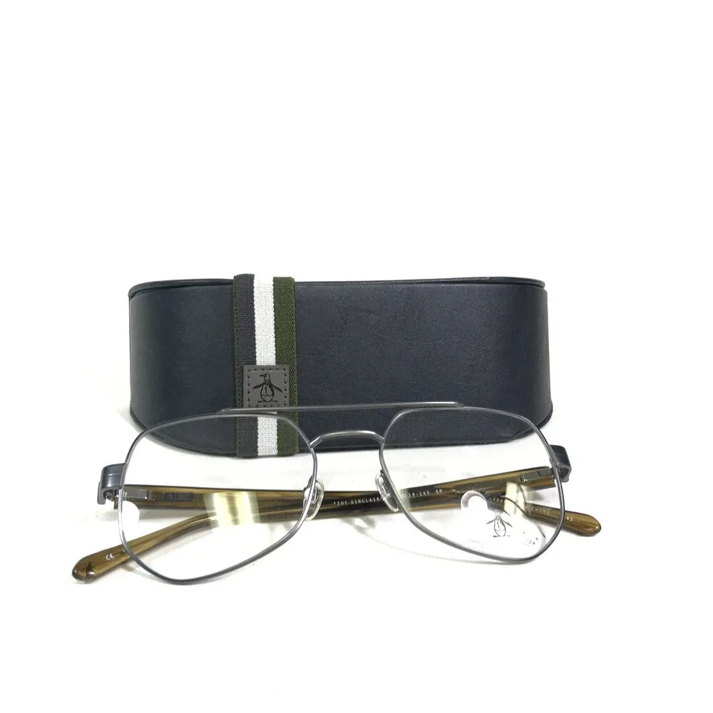 Penguin Eyeglasses Frames THE SINCLAIR GM Grey Brown Square Full Rim 52-19-145